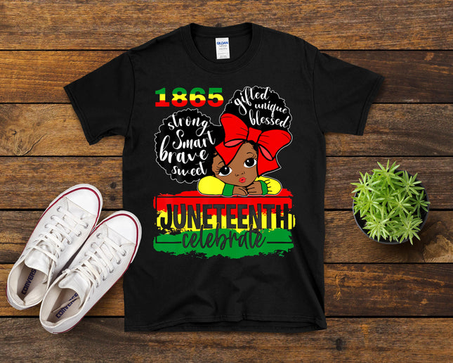 Black Girl Juneteenth 1865 Celebrate Indepedence Day Kids T-Shirt
