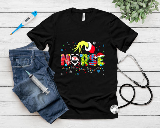 Groovy Nurse Christmas Xmas Santa Rn Cna Icu Scurb Men Women T-Shirt