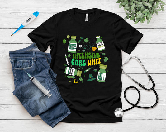 Intensive Care Unit St Patricks Day Icu Nurse Crew Lucky Day T-Shirt
