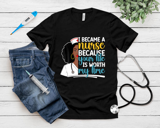 Black Woman Nurse Nursing Scrub African History Month T-Shirt