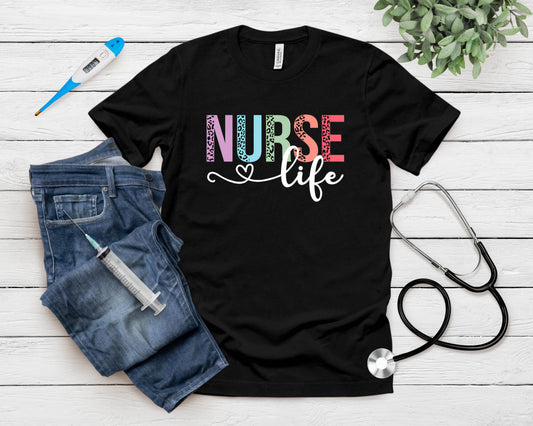 Women Nurse Life Rn Lpn Cna Leopard Nurse Week Healthcare T-Shirt