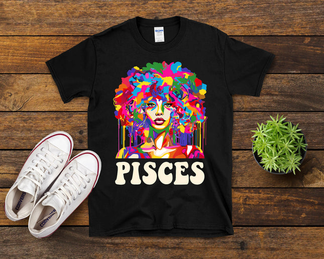 Pisces Black Girl African American Woman Art Birthday T-Shirt