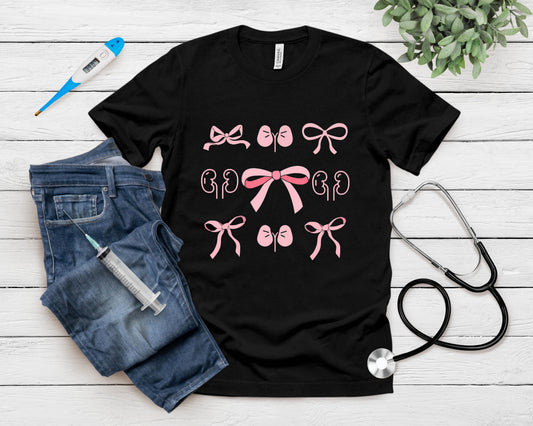 Coquette Bow Kidney Nurse Nephrology Dialysis Technician T-Shirt