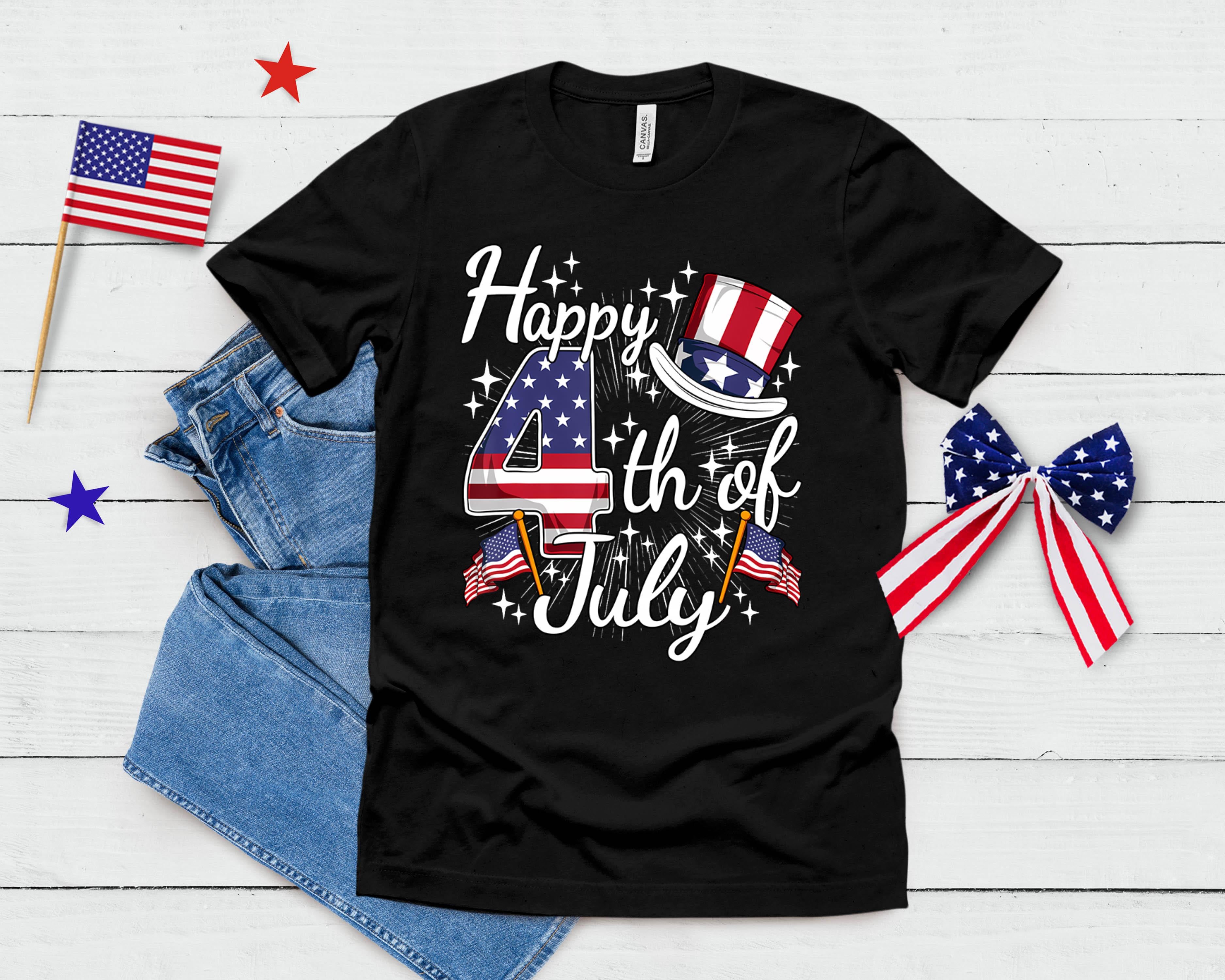 Happy 4th Of July Patriotic American Flag Usa Men Women Kids T-Shirt