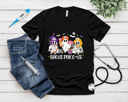 Hocus Poke-Us Witch Nurse Funny Halloween Spooky Health T-Shirt