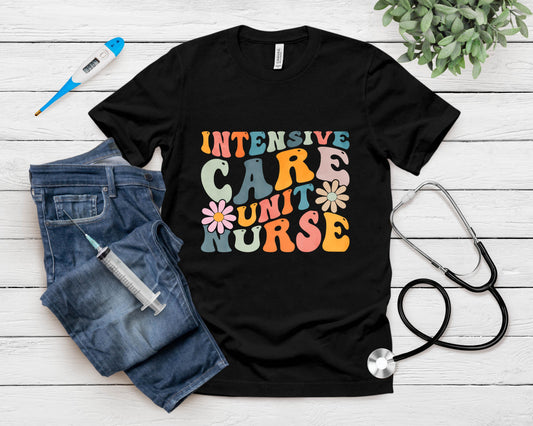 Groovy Intensive Care Unit Nurse Icu Nursing Appreciation T-Shirt