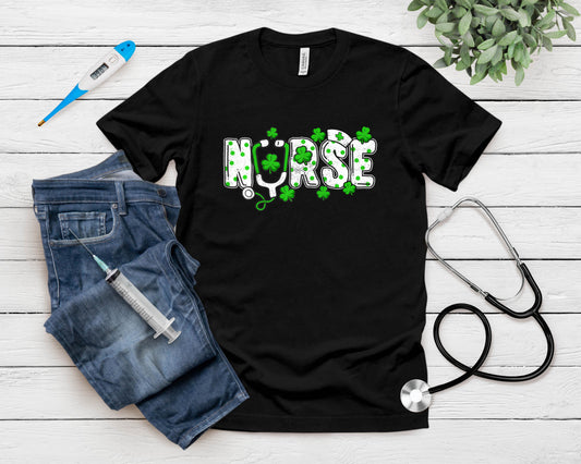 One Lucky Nurse St Patricks Day Heartbeat Women Nurse T-Shirt