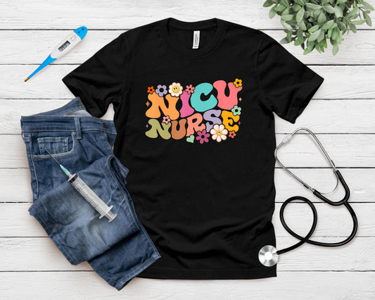 Nicu Nurse Icu Groovy Nursing Neonatal Intensive Care Unit T-Shirt