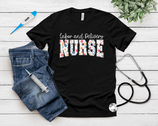 Labor And Delivery Nurse Cute Floral Ld Nurse Flowers Women T-Shirt