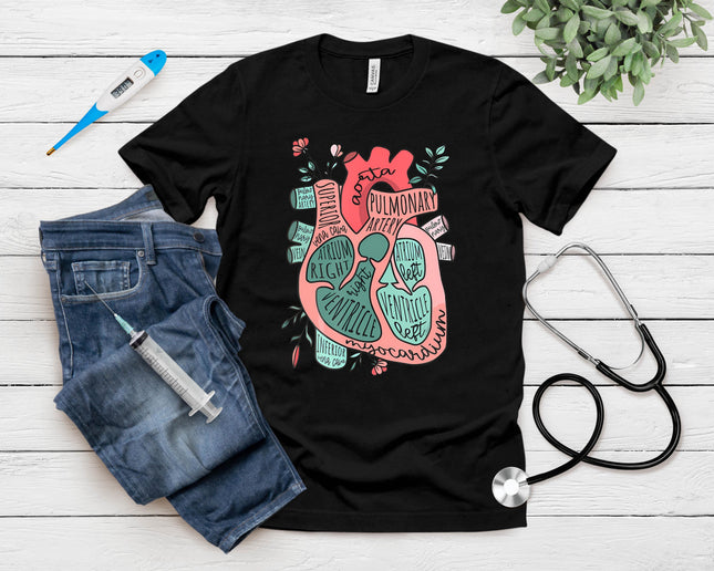 Anatomical Heart Cvicu Cardiac Nurse -Cardiology Human Heart T-Shirt