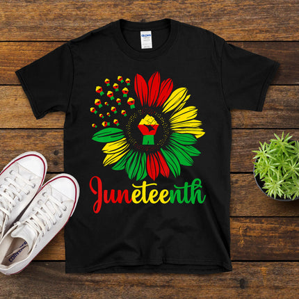 Juneteenth Accentors Sunflower African American Black Pride T-Shirt
