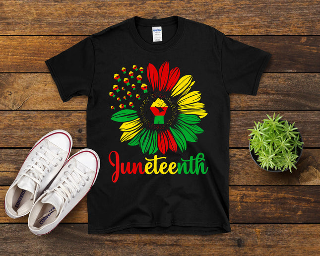 Juneteenth Accentors Sunflower African American Black Pride T-Shirt