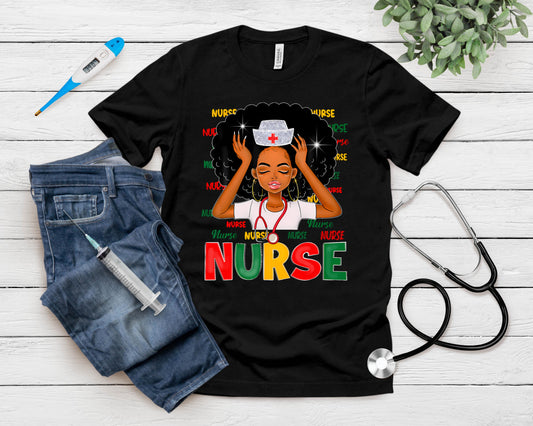 Black History Month Nurse Melanin African American Women T-Shirt