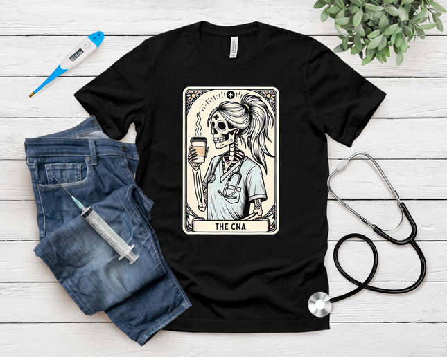 Certified Nurse Assistant Tarot Card Skeleton Cna Halloween T-Shirt