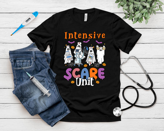 Intensive Scare Unit Icu Boo Crew Funny Nicu Picu Nurse Tech T-Shirt