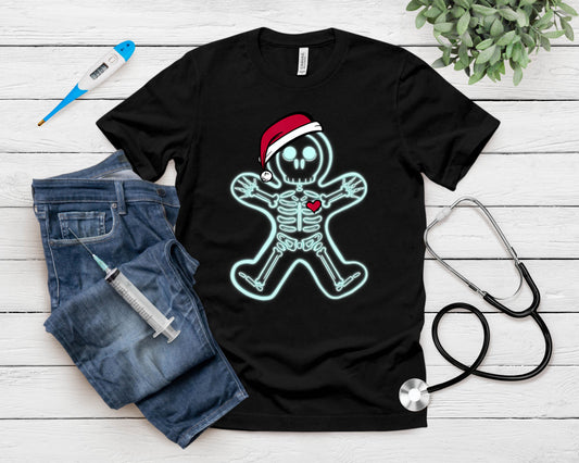 X-Ray Gingerbread Man Skeleton Christmas Nurse Xray Tech T-Shirt