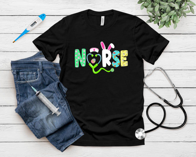 Easter Nurse Shirt Easter Scrub Tops Women Nurse Bunny Eggs T-Shirt