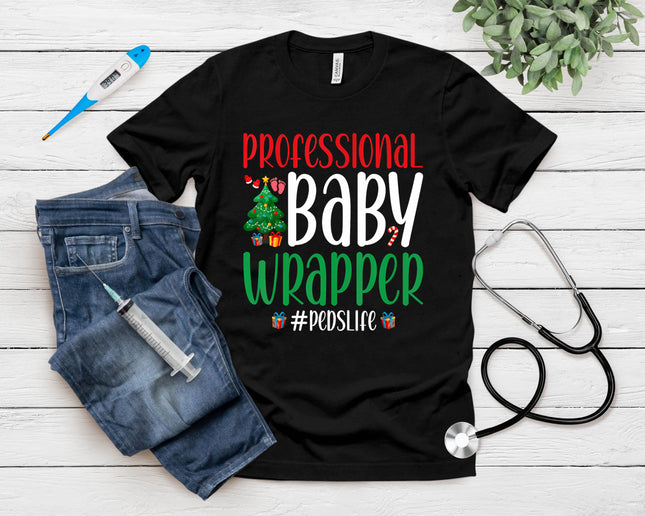 Professional Baby Wrapper Peds Pediatric Nurse Christmas T-Shirt