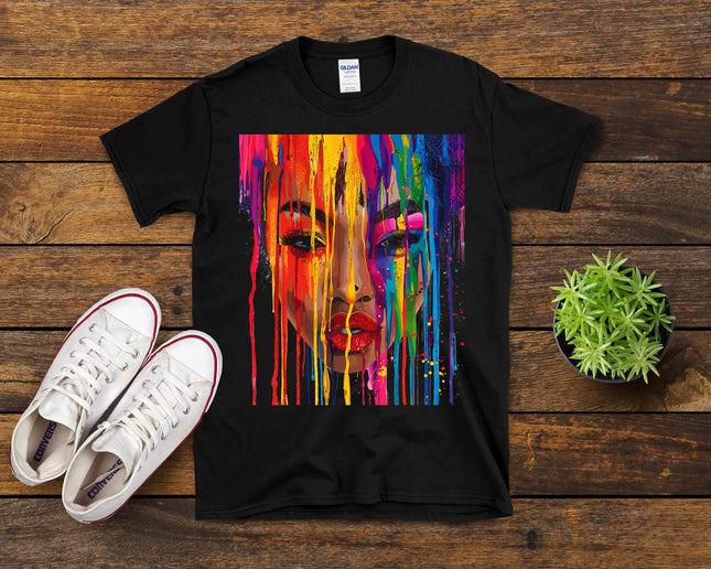 Cool African Woman Afro Color Painted Face Juneteenth Vibes T-Shirt