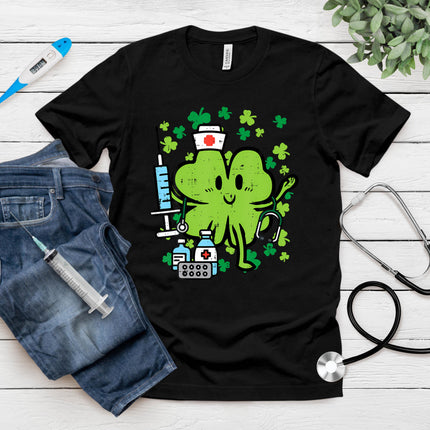 St Patricks Day Nurse Shamrock Saint Pattys Scrub Top Women T-Shirt