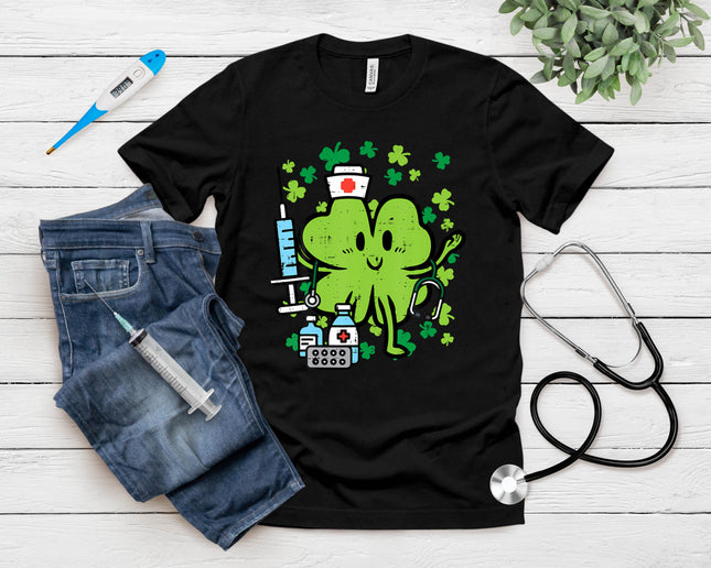 St Patricks Day Nurse Shamrock Saint Pattys Scrub Top Women T-Shirt