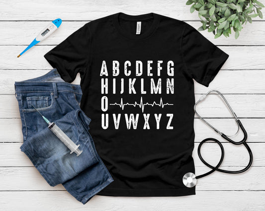 Nurse Abc's Funny Pqrst Ekg Heart Rhythm T-Shirt