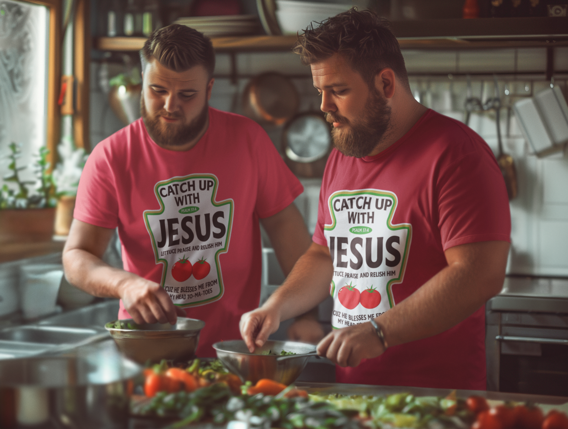 Catch Up With Jesus Ketchup Religious Christian T-Shirt