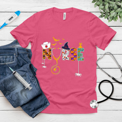 Halloween Nurse Nursing Cute Health Worker Halloween Pattern T-Shirt