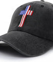 Christian American Flag Cross Jesus Hat, Adjustable Embroidered US Independence Day Patriotic Baseball Cap