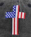 Christian American Flag Cross Jesus Hat, Adjustable Embroidered US Independence Day Patriotic Baseball Cap