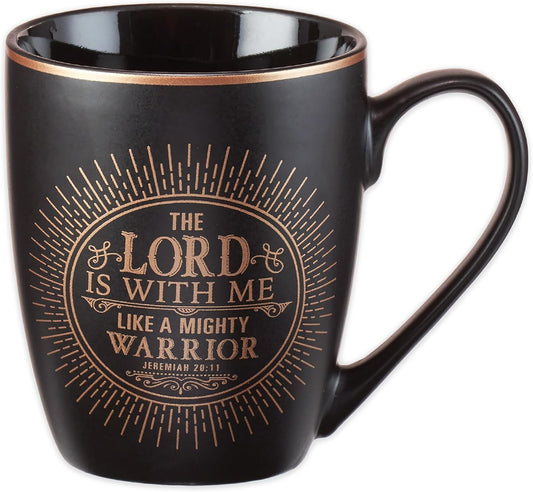 Christian Art Gifts Black Stoneware Coffee Mug with Gold Rim for Women and Men – 12 oz