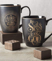 Christian Art Gifts Black Stoneware Coffee Mug with Gold Rim for Women and Men – 12 oz