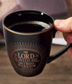 Christian Art Gifts Black Stoneware Coffee Mug with Gold Rim for Women and Men – 12 oz