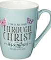 Christian Art Gifts Blue Butterfly Ceramic Coffee Mug – 12 oz