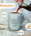 Christian Art Gifts Blue Butterfly Ceramic Coffee Mug – 12 oz, Microwave and Dishwasher-safe Inspirational Scripture Coffee and Tea Mug with Bible Verse