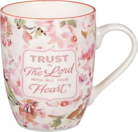 Christian Art Gifts Encouraging Ceramic Coffee & Tea Bible Verse Mug for Women, Trust in the Lord Inspirational Scripture Proverb