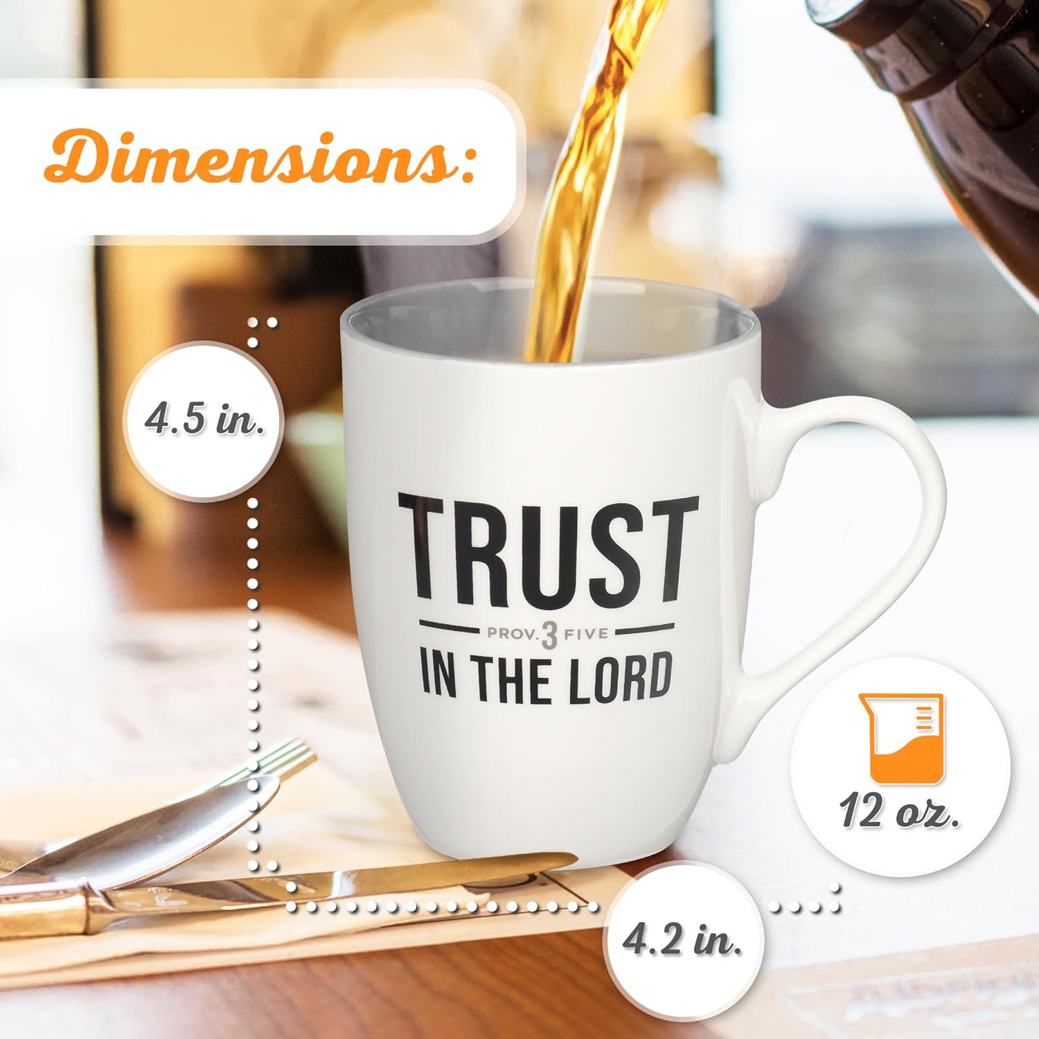 Christian Art Gifts Inspirational Ceramic Coffee & Tea Mug for Men & Women, Trust in the Lord Encouraging Bible Verse Proverb