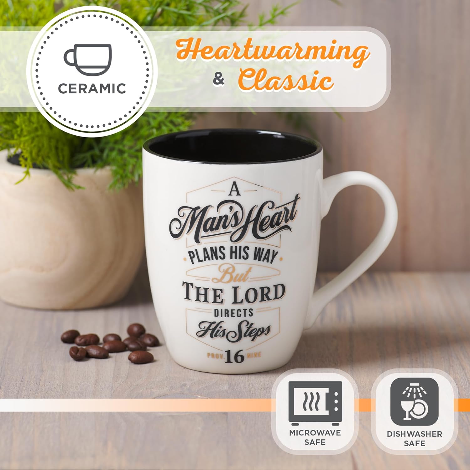 Christian Art Gifts Inspirational Ceramic Coffee & Tea Scripture Mug for Men