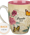 Christian Art Gifts Pink Rose Floral & Yellow Butterfly Ceramic Coffee Mug – 12 oz