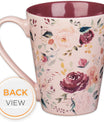 Christian Art Gifts Plum Floral Ceramic Coffee Mug – 14 oz