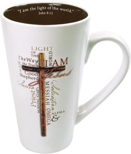 Christian Art Gifts White Stoneware Coffee Mug with Handle – 16 oz