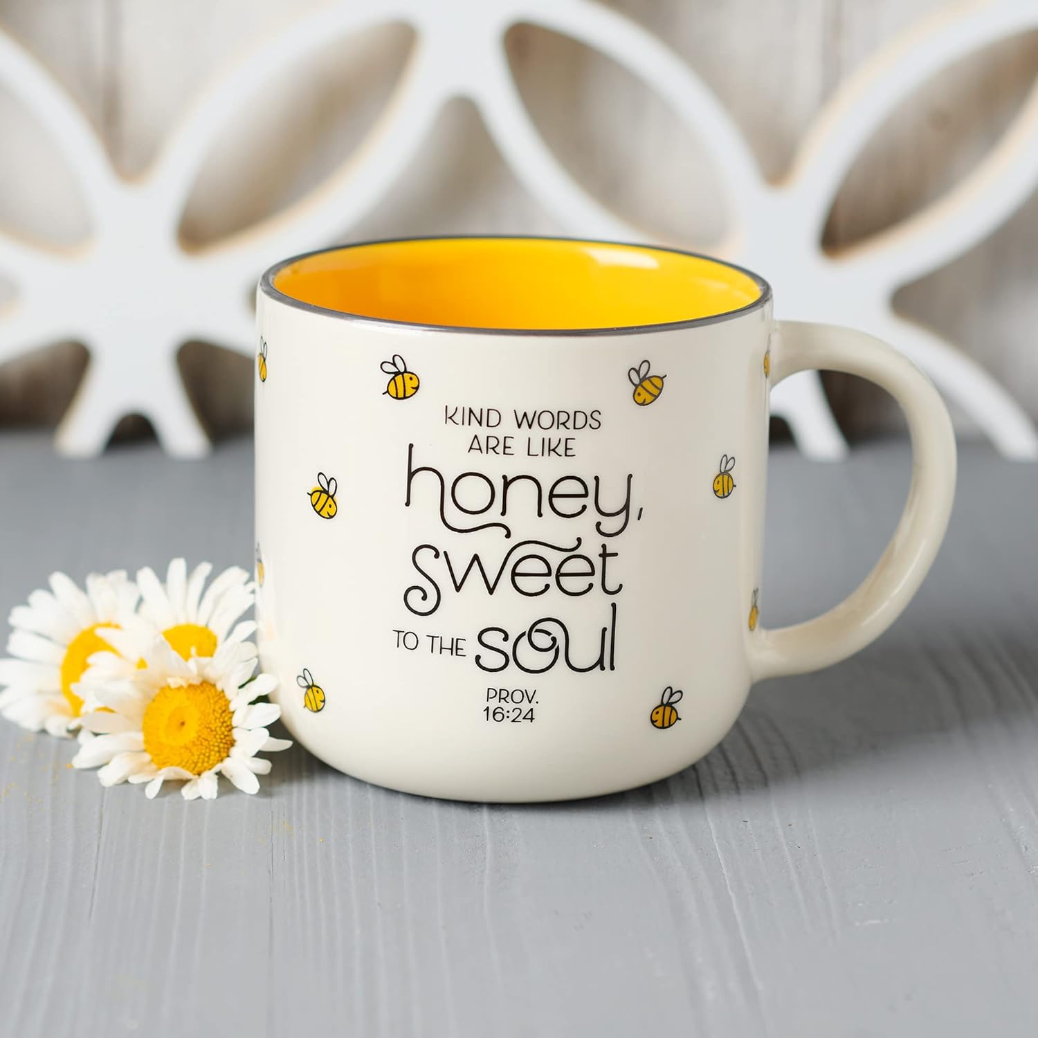 Christian Art Gifts Yellow Bumble Bee Ceramic Coffee Mug – 15 oz