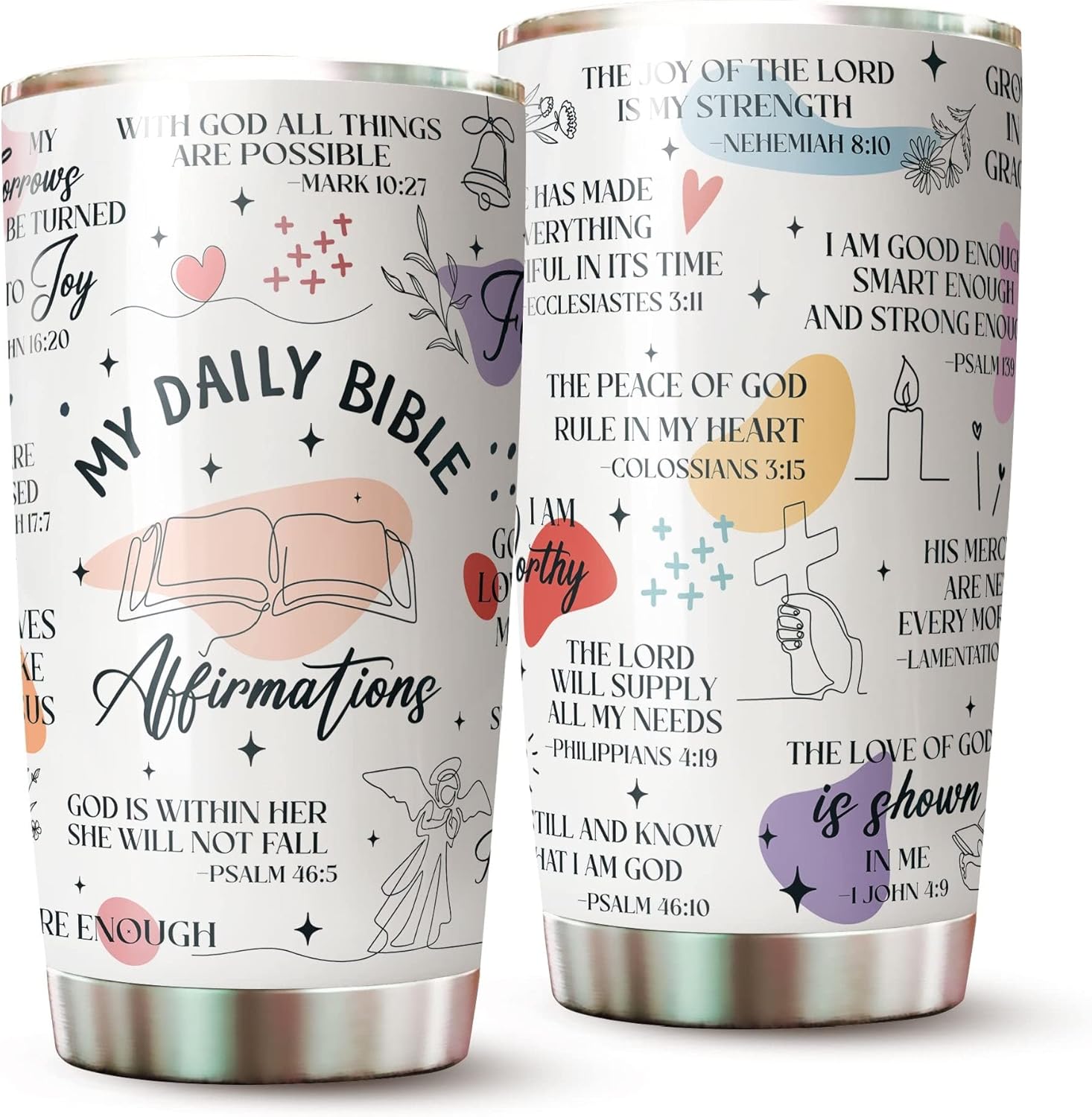 Christian Gifts For Women - Christian Tumbler - Gifts for Christian Women On Christmas, Birthday - Christian Cup - Bible Verse Mug - Gift for Religious - My Daily Bible Affirmations Tumbler