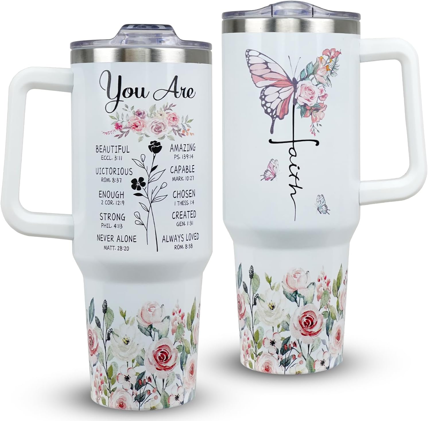 Christian Gifts For Women Religious Gifts Encouraging Inspiration Gifts For Elderly Women - 40oz Christian Tumblers With Handle Straw and Lid Faith Tumbler Cup Christian Travel Coffee Mug