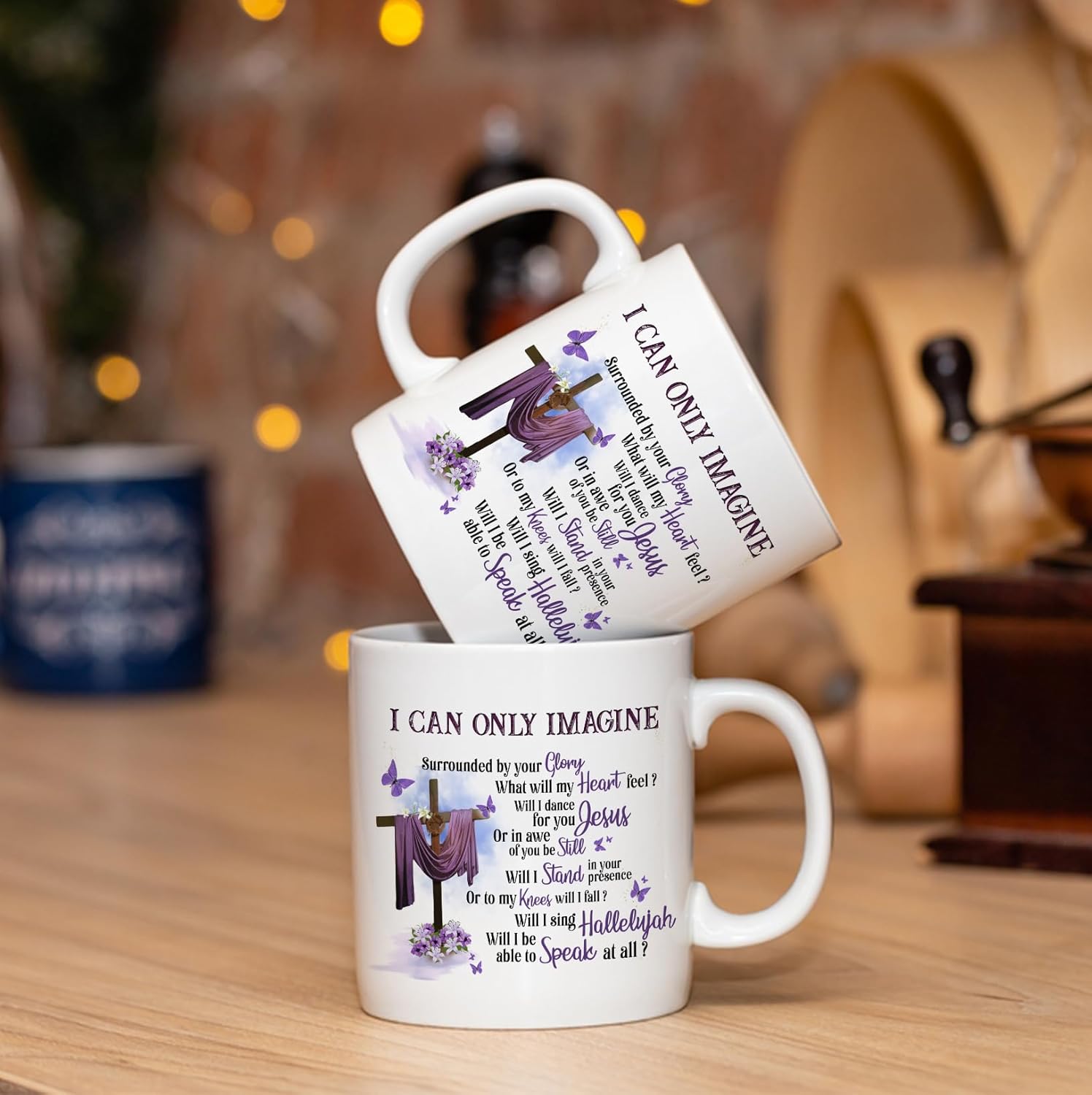 Christian Gifts, Inspiration Butterfly Religion Faith 20 Oz Ceramic Coffee Mug Present Ideas for Men Women Churchmate God Jesus Lover