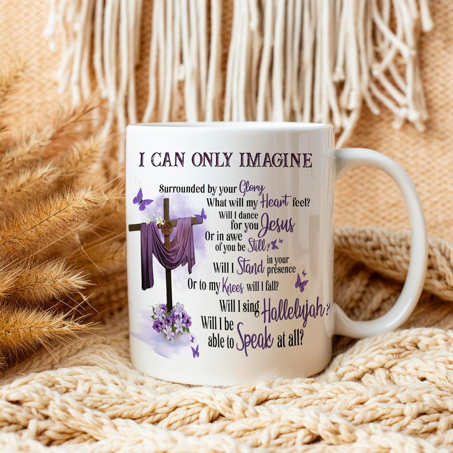 Christian Gifts, Inspiration Butterfly Religion Faith 20 Oz Ceramic Coffee Mug Present Ideas for Men Women Churchmate God Jesus Lover