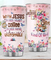 Christian Gifts, Tumbler 20 Oz With Lid And Straw, Religious Flower Women For Tumblers Floral, Jesus Coffee