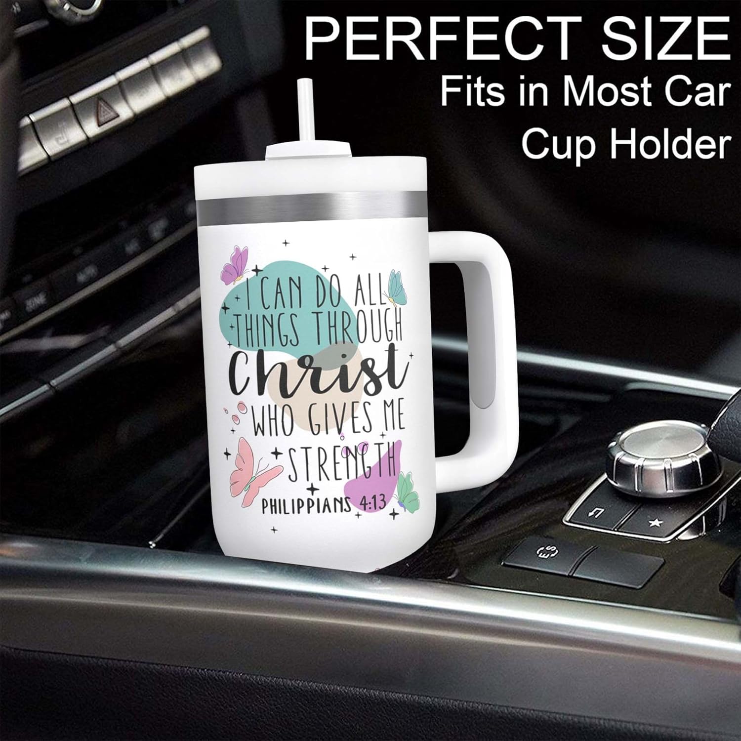 Christian Gifts for Women - Christian Bible Tumblers 30 Oz for Women With Handle and Straw - Religious Coffee Tumbler - Christian Drinking Cup Gifts for Women Faith - Jesus Coffee Tumbler