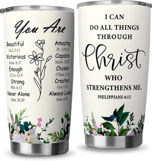 Christian Gifts for Women-Stainless Steel 20 oz Tumbler Inspirational Religious Gifts- Christian Faith Jesus God Bible Verse Gifts