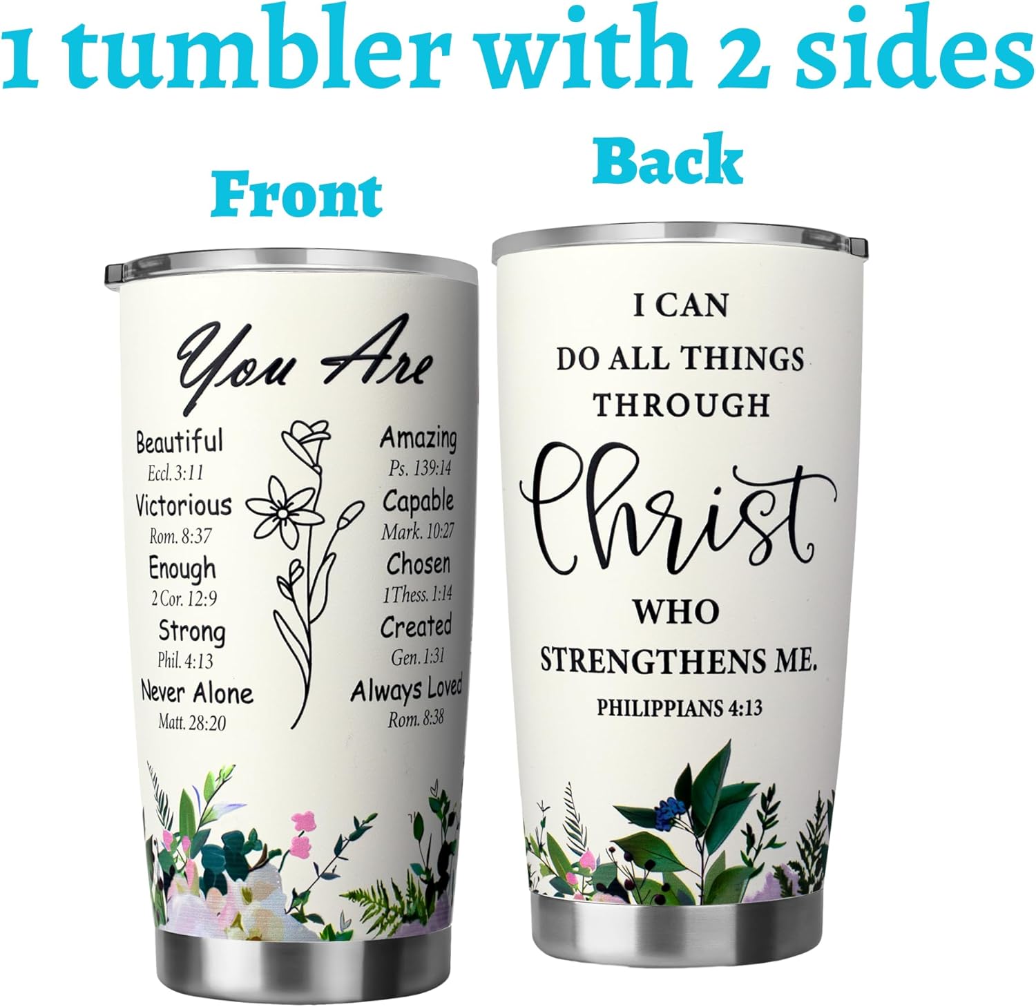 Christian Gifts for Women-Stainless Steel 20 oz Tumbler Inspirational Religious Gifts- Christian Faith Jesus God Bible Verse Gifts